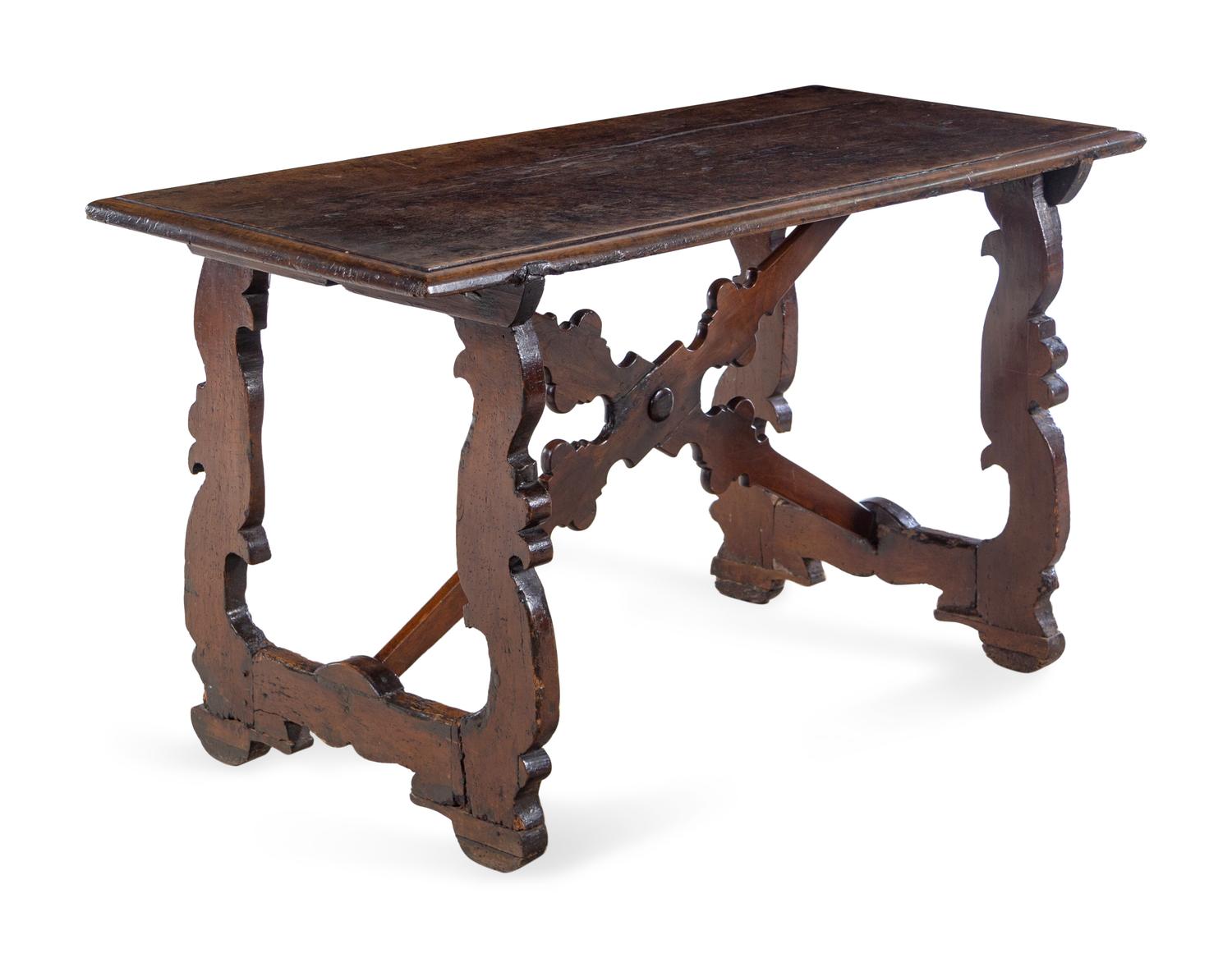 An Italian Walnut Trestle Table