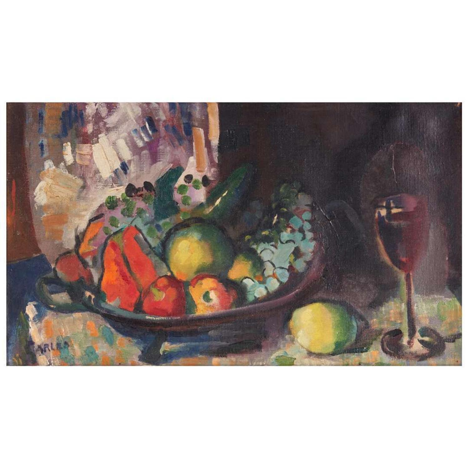 Arthur Beecher Carles (American, 1882–1952) Still Life with Fruit, Lime and Wine Glass