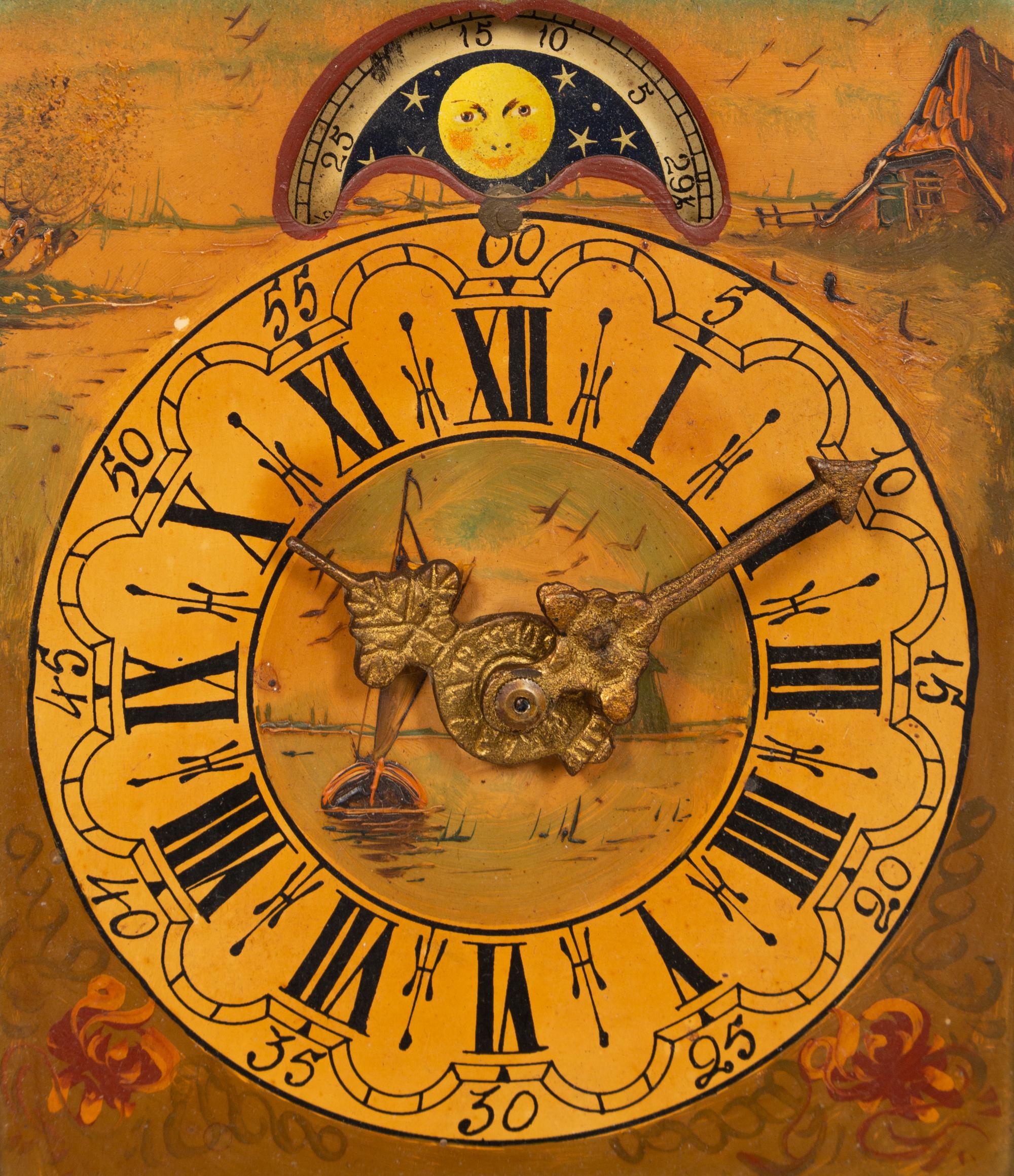 A Dutch Carved and Painted Wall Clock