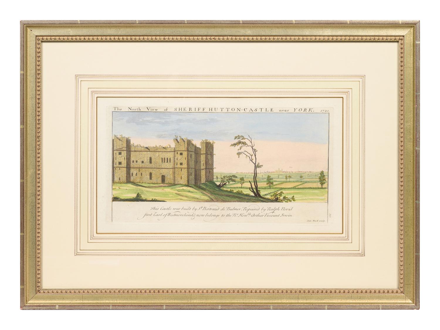 A Set of Eight English Architectural Engravings with Hand-Coloring