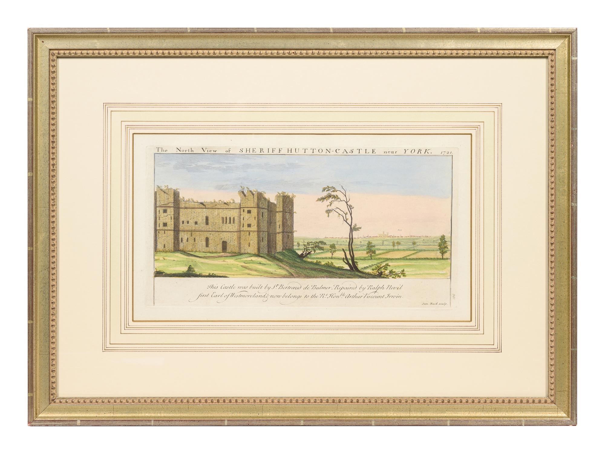 A Set of Eight English Architectural Engravings with Hand-Coloring