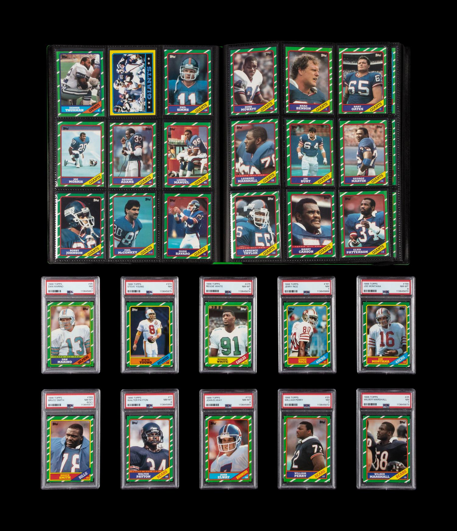 A Complete Set of 1986 Topps Football Cards Including Key PSA Graded Issues