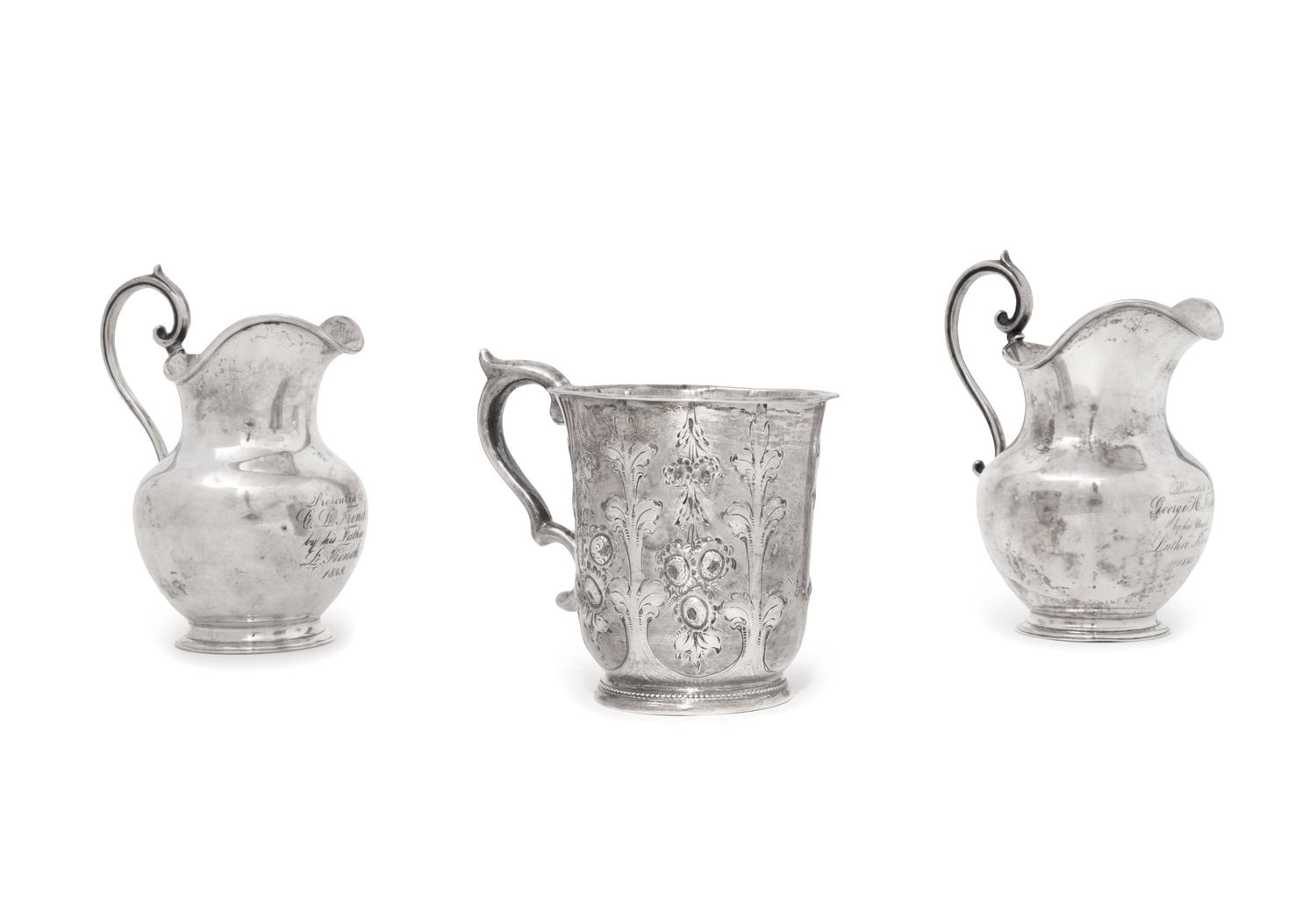 A Group of Three American Coin Silver Presentation Table Articles