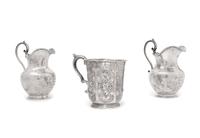 A Group of Three American Coin Silver Presentation Table Articles