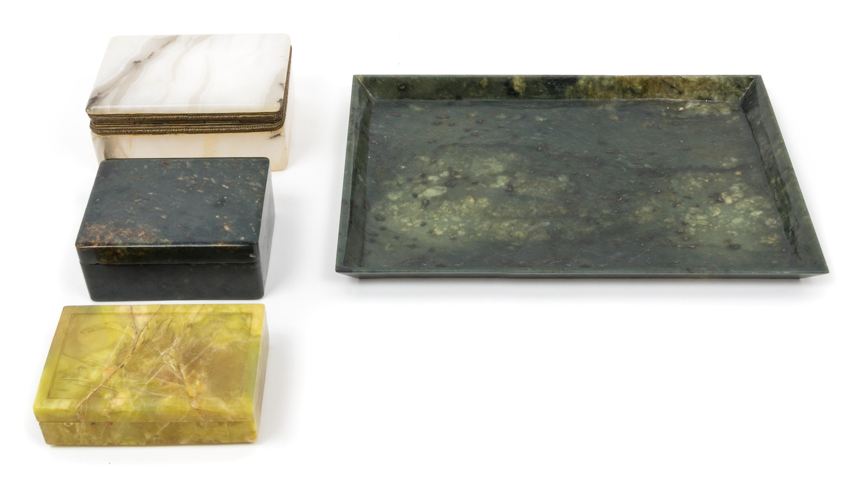 A Collection of 21 Chinese Hardstone Articles Length of longest 12 1/8 inches.