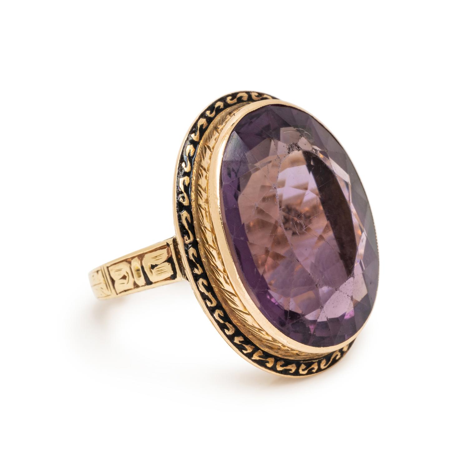AMETHYST AND ENAMEL RING