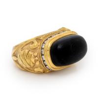 Marlene Stowe, Onyx, Diamond, and Yellow Gold Ring