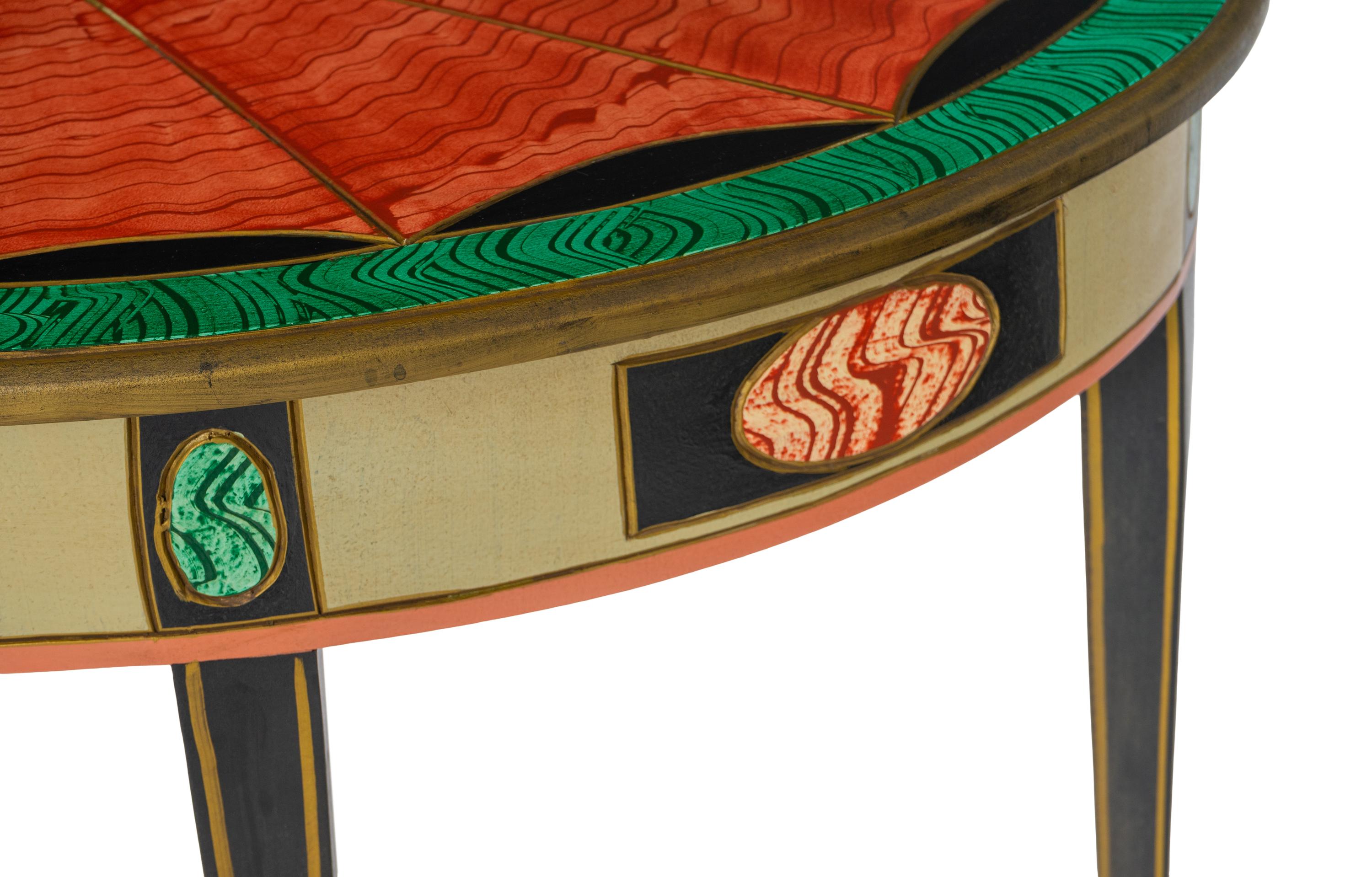 A Trompe-l'Oeil Painted Demilune Console Table