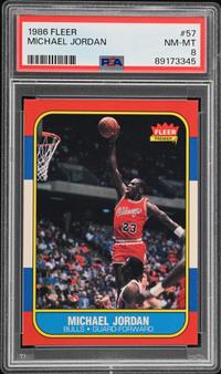 A 1986-87 Fleer Michael Jordan Rookie Basketball Card No. 57 (PSA 8 NM-MT)