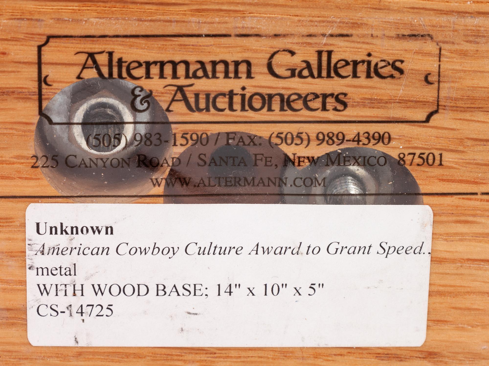 American Cowboy Culture Award, Western Art, Awarded to Grant Speed in 1997