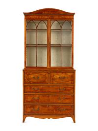 A George III Satinwood Bureau Bookcase