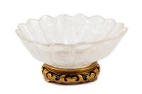 A Carved Rock Crystal Center Bowl on a Giltwood Base