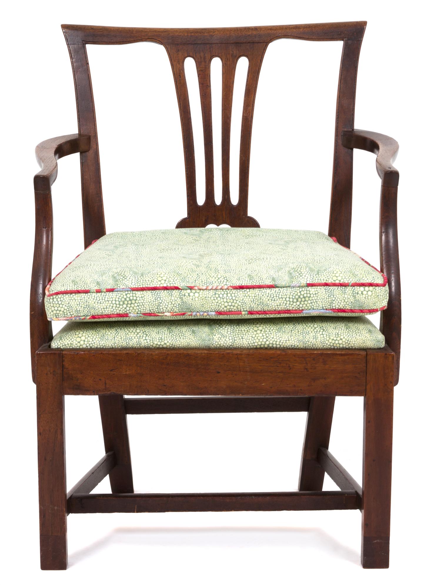 A George II Style Mahogany Open Armchair Height 32 inches. — 19TH CENTURY