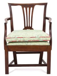 A George II Style Mahogany Open Armchair Height 32 inches. — 19TH CENTURY