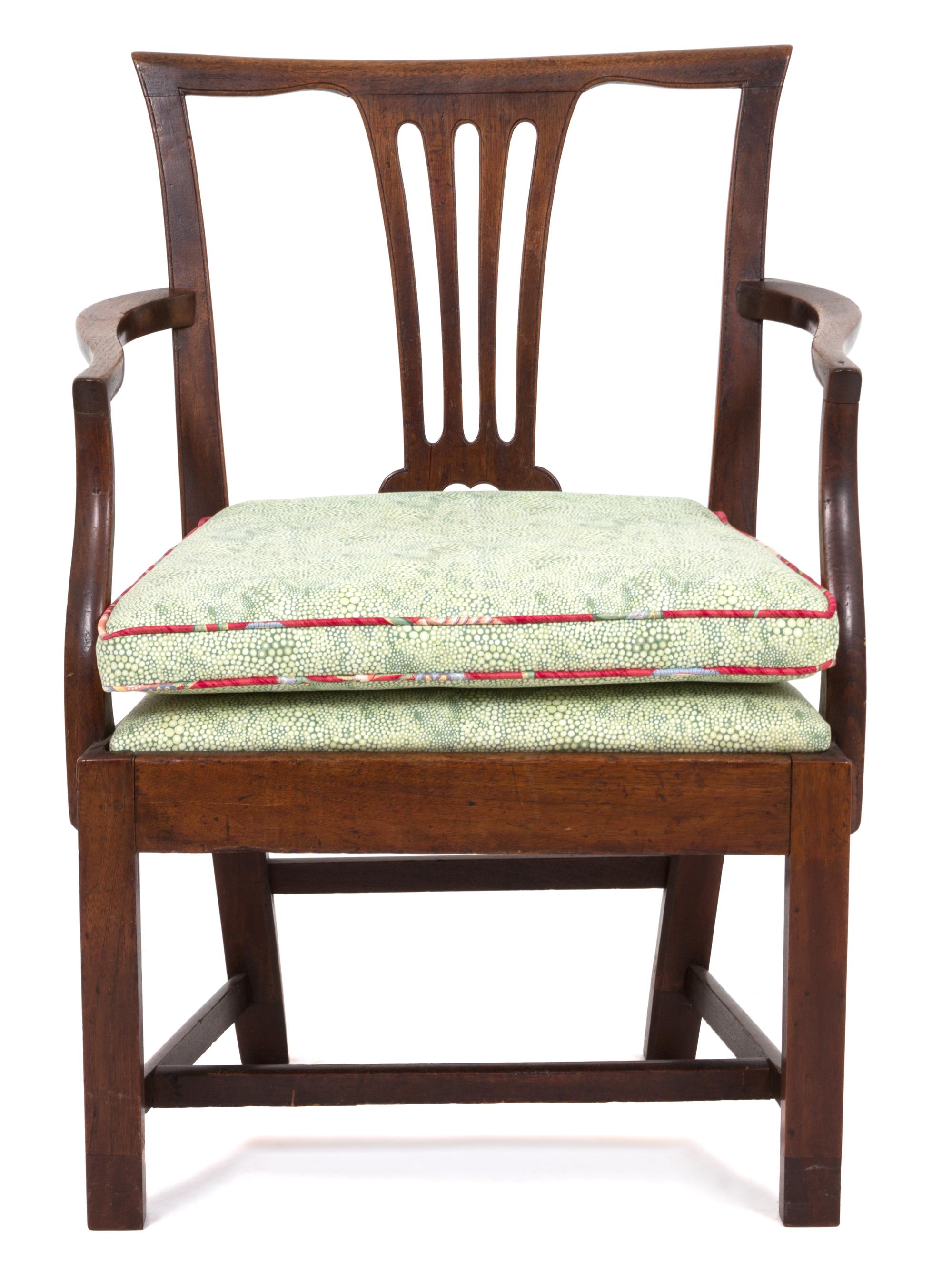A George II Style Mahogany Open Armchair Height 32 inches. — 19TH CENTURY
