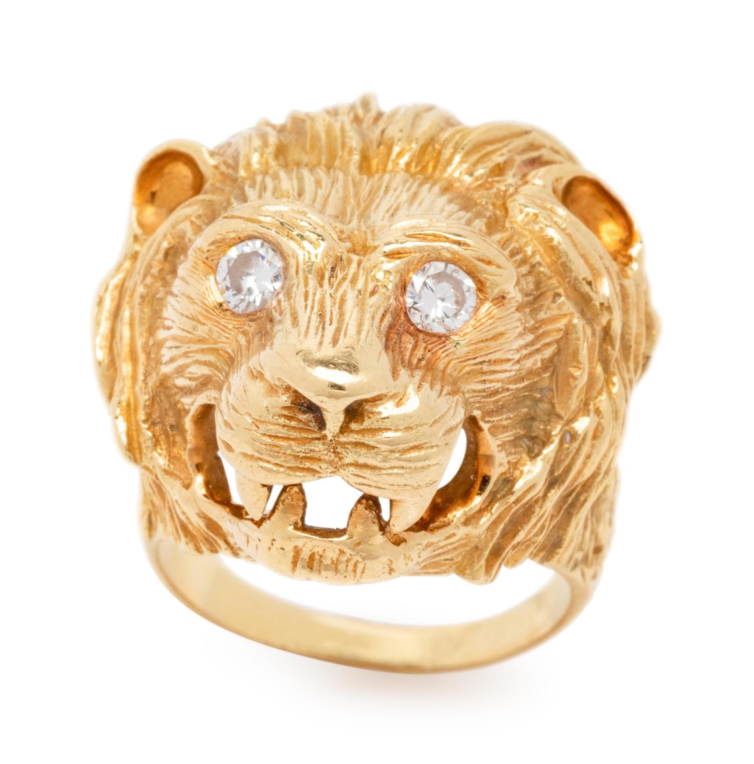 Van Cleef & Arpels, Yellow Gold and Diamond Lion Ring
