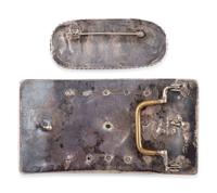 Navajo Silver and Turquoise Belt Buckle AND Pin / Brooch