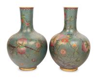 A Pair of Chinese Cloisonné Enamel Vases