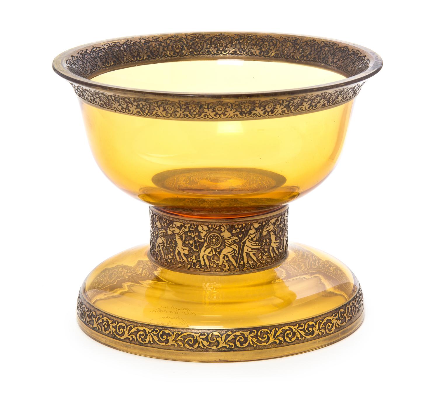 A Moser Glass Footed Bowl, Diameter 6 1/4 inches.