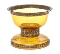 A Moser Glass Footed Bowl, Diameter 6 1/4 inches.