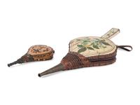 Two Carved and Painted Decorated Wood and Leather Bellows