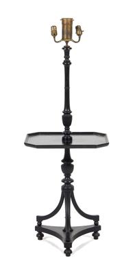 An Ebonized Wood Table with Integral Floor Lamp Height 52 inches. — 20TH CENTURY