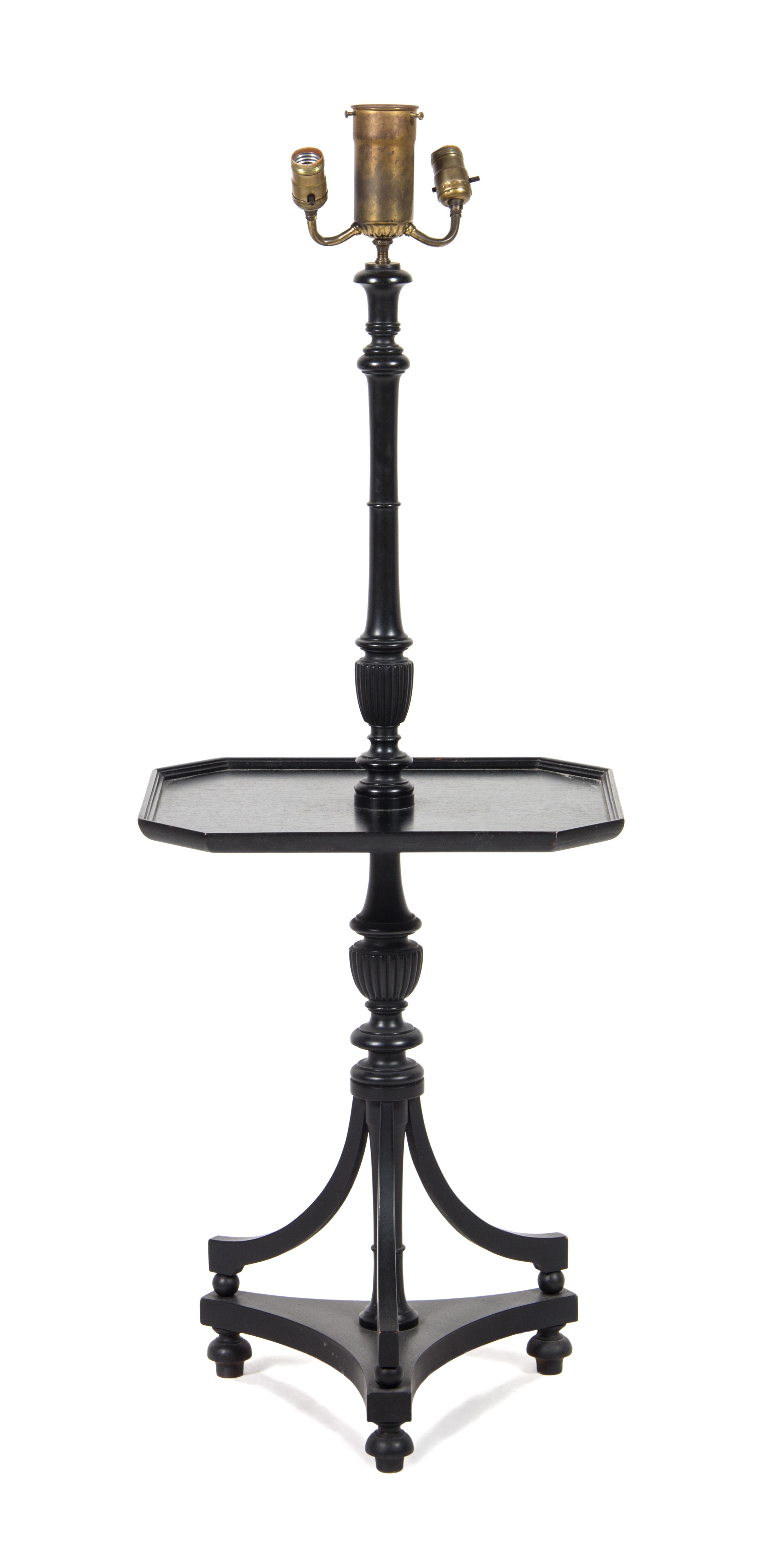 An Ebonized Wood Table with Integral Floor Lamp Height 52 inches. — 20TH CENTURY