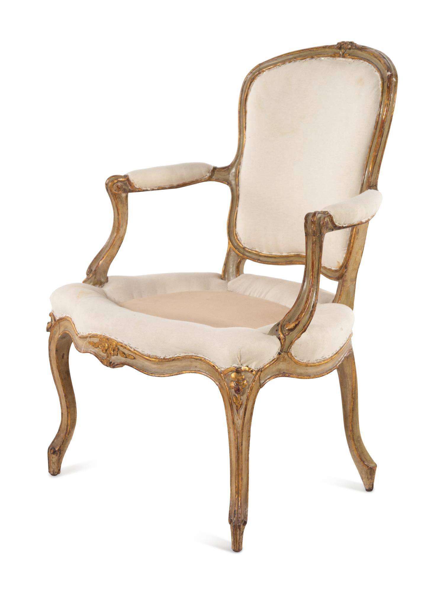 A Set of Four Louis XV Painted Fauteuils