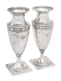 A Pair of American Silver Vases
