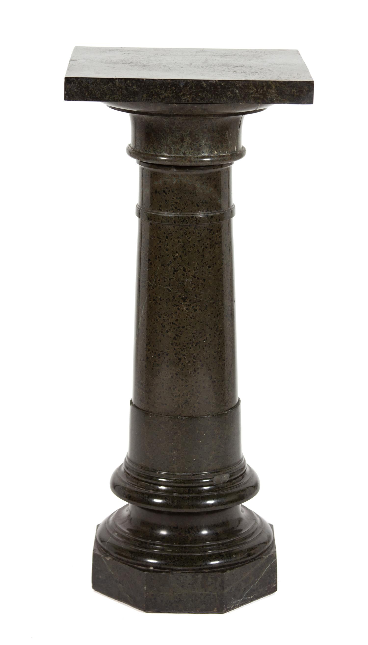 A Green Marble Pedestal in Three Parts Height 37 inches. — 19TH CENTURY