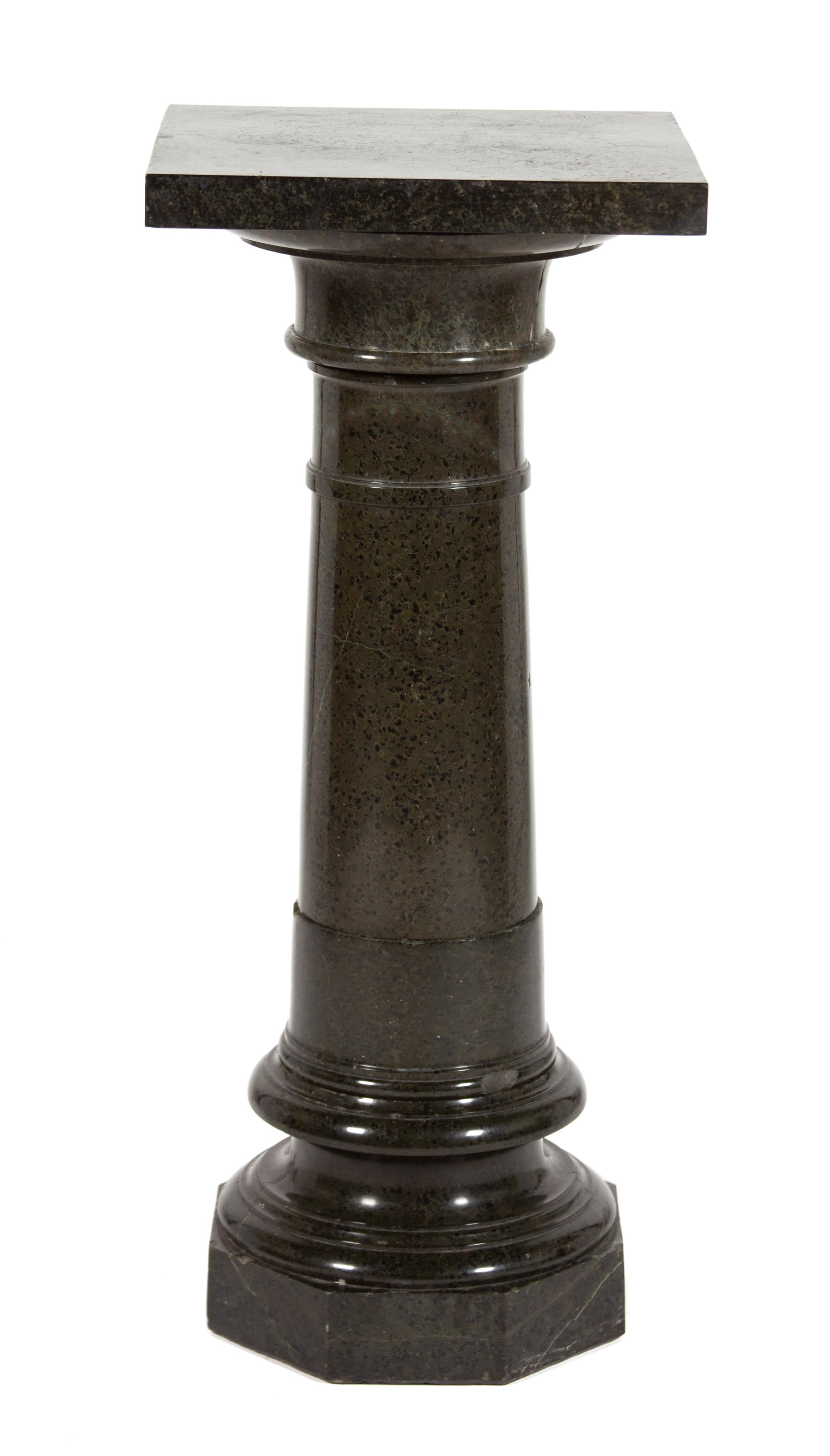 A Green Marble Pedestal in Three Parts Height 37 inches. — 19TH CENTURY