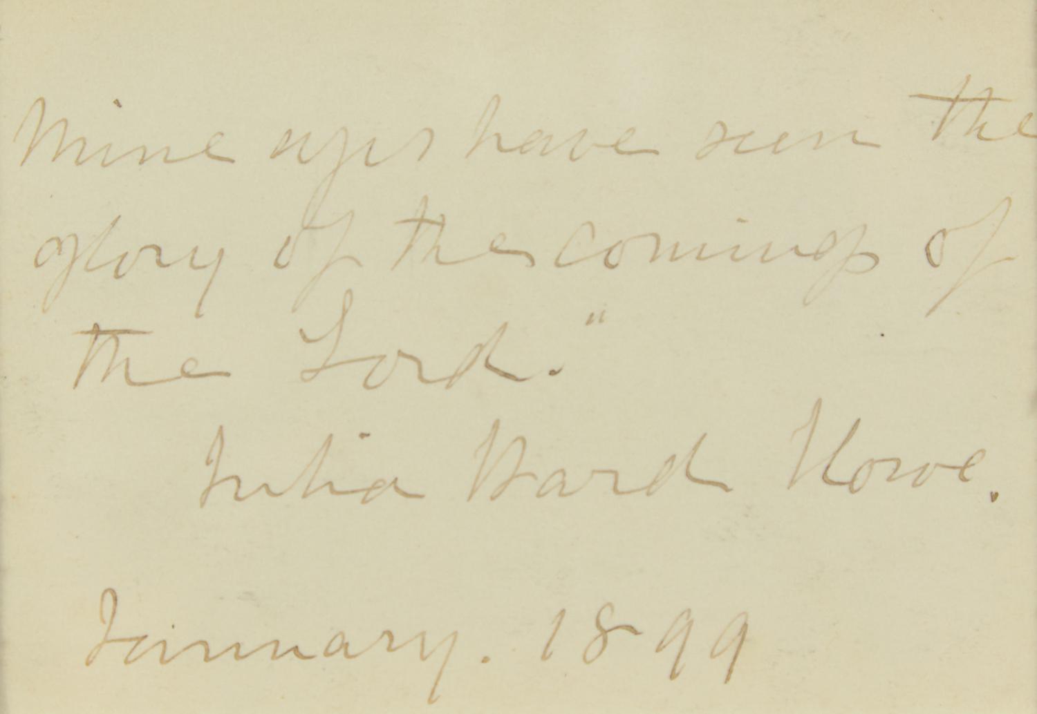 [Americana] Howe, Julia Ward, Irving Berlin, John Philip Sousa, Samuel F. Smith, and George F. Root. Display of Signed Patriotic Song Lyrics