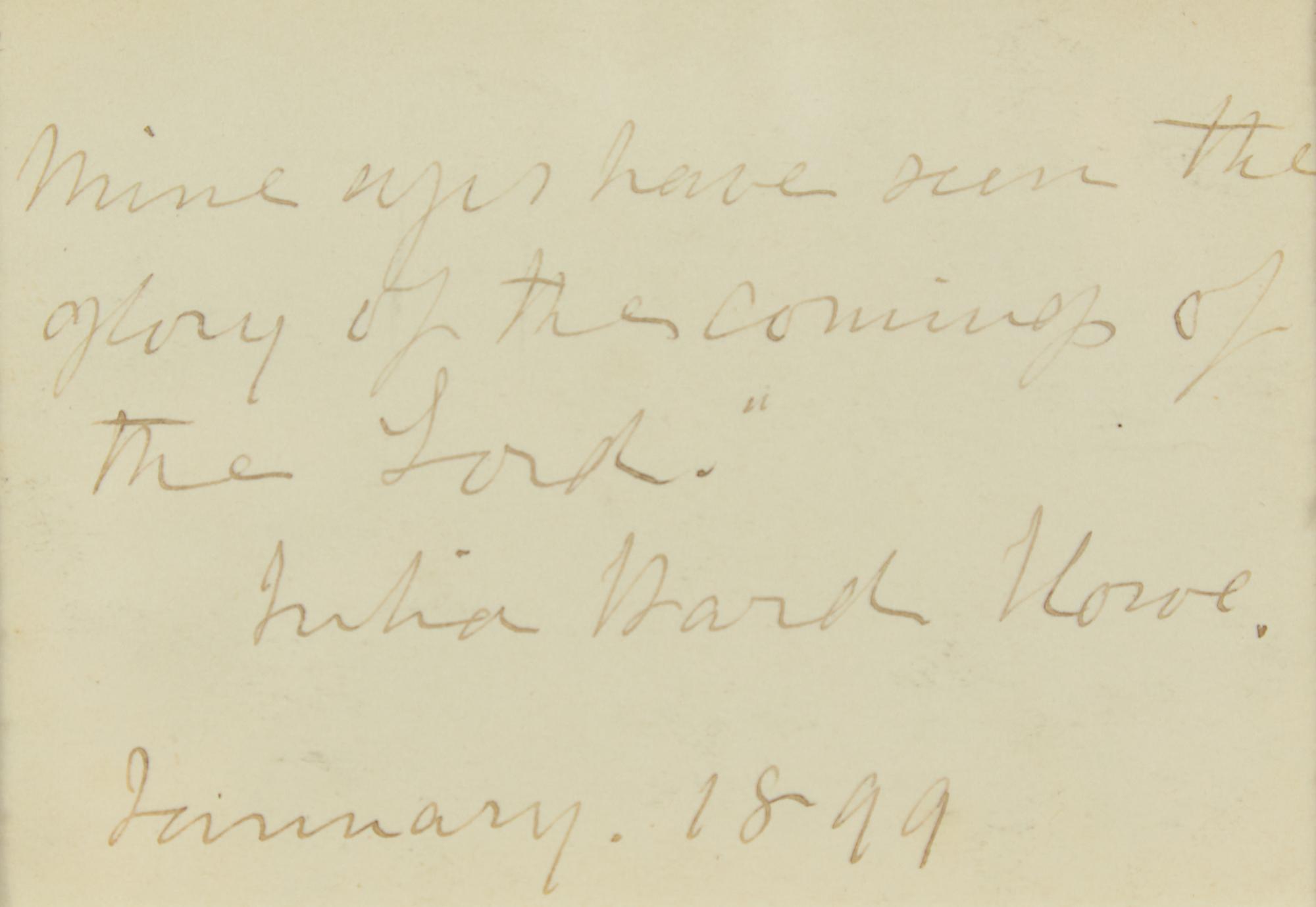 [Americana] Howe, Julia Ward, Irving Berlin, John Philip Sousa, Samuel F. Smith, and George F. Root. Display of Signed Patriotic Song Lyrics