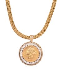 YELLOW GOLD AND COIN PENDANT/NECKLACE