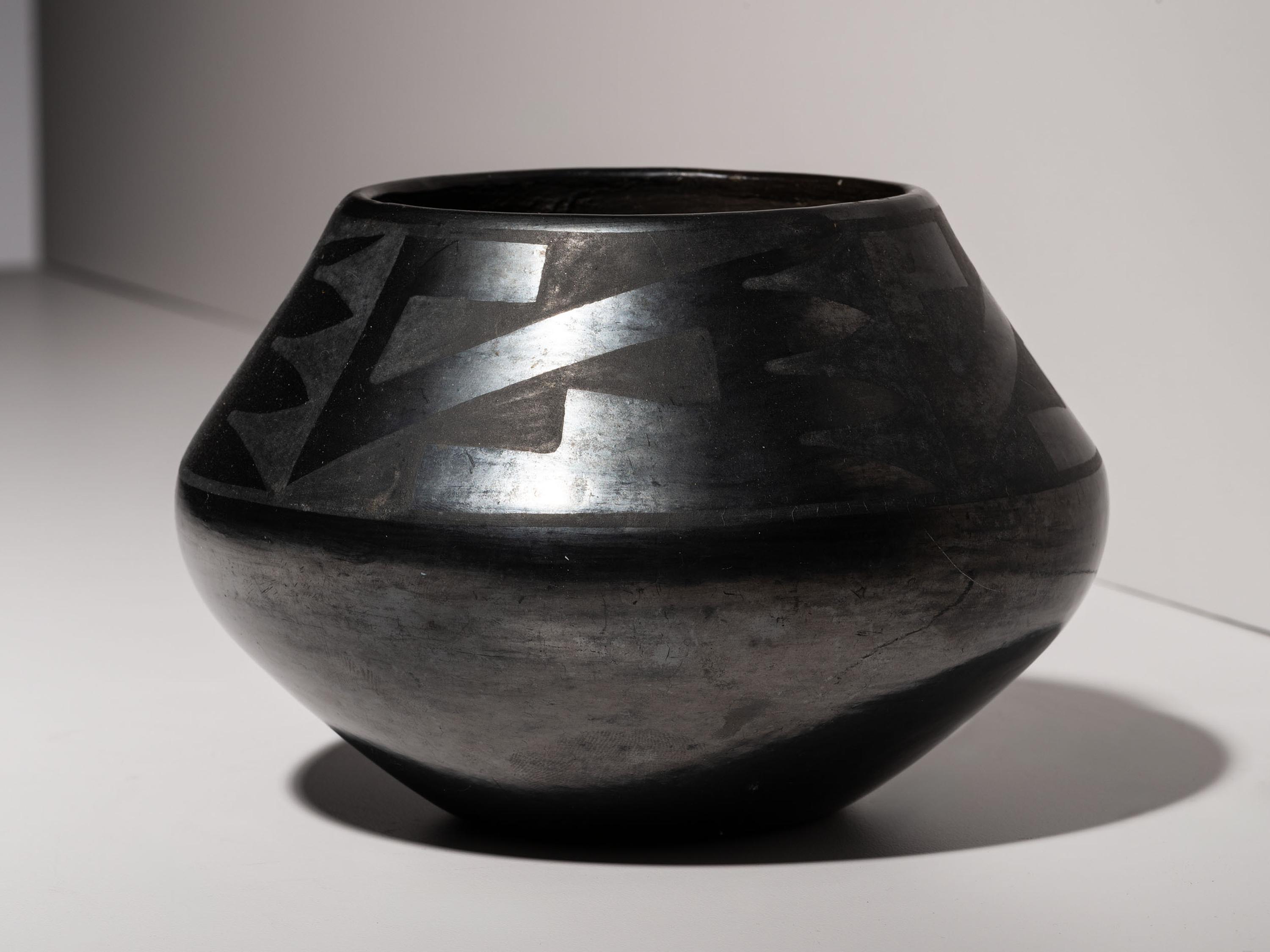 Blackware Pottery Jar, with Gunmetal Finish 1925-1943