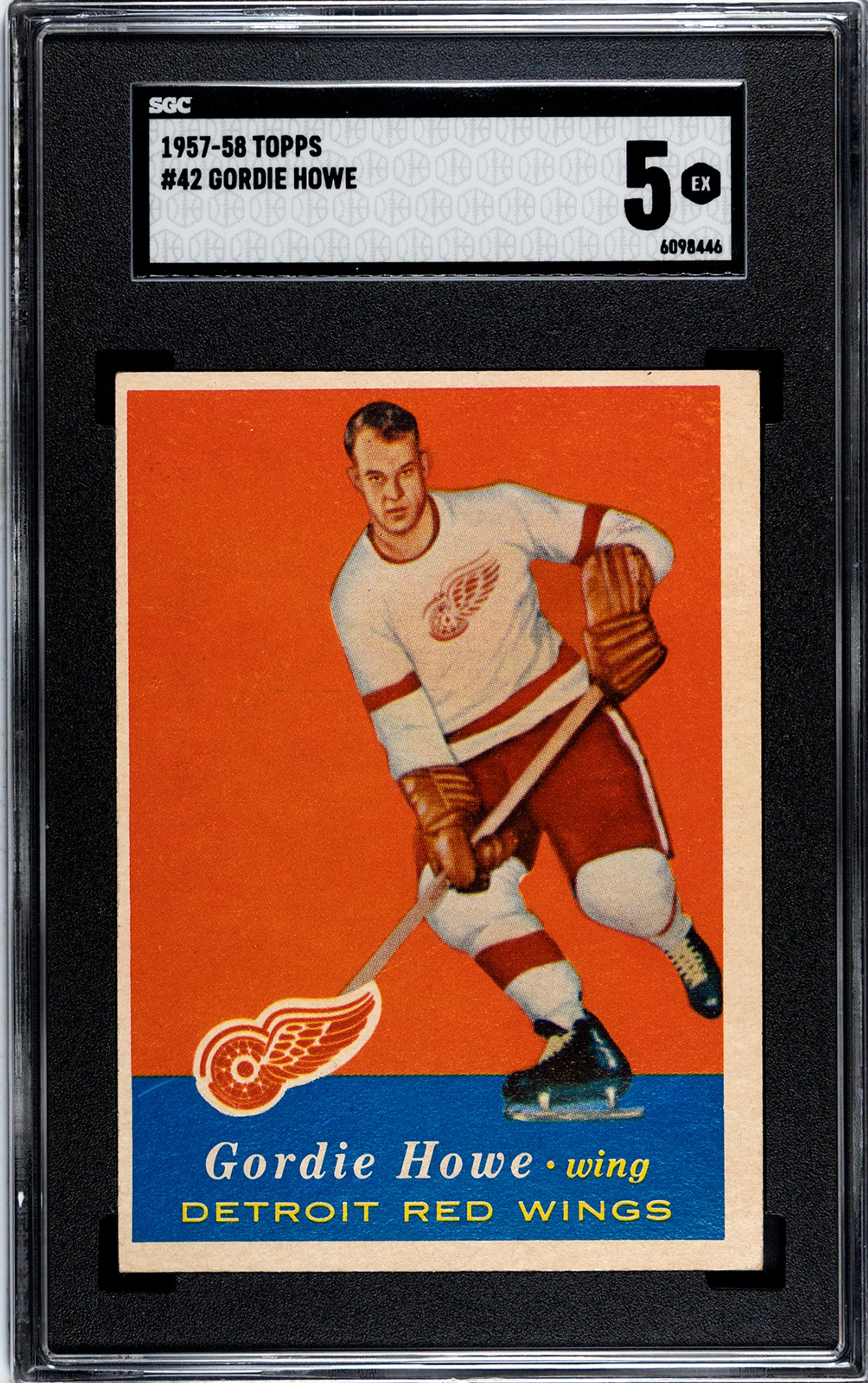 A 1957-58 Topps Gordie Howe Hockey Card No. 42 (SGC 5 EX)