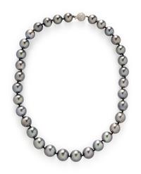 BLACK CULTURED PEARL AND DIAMOND NECKLACE