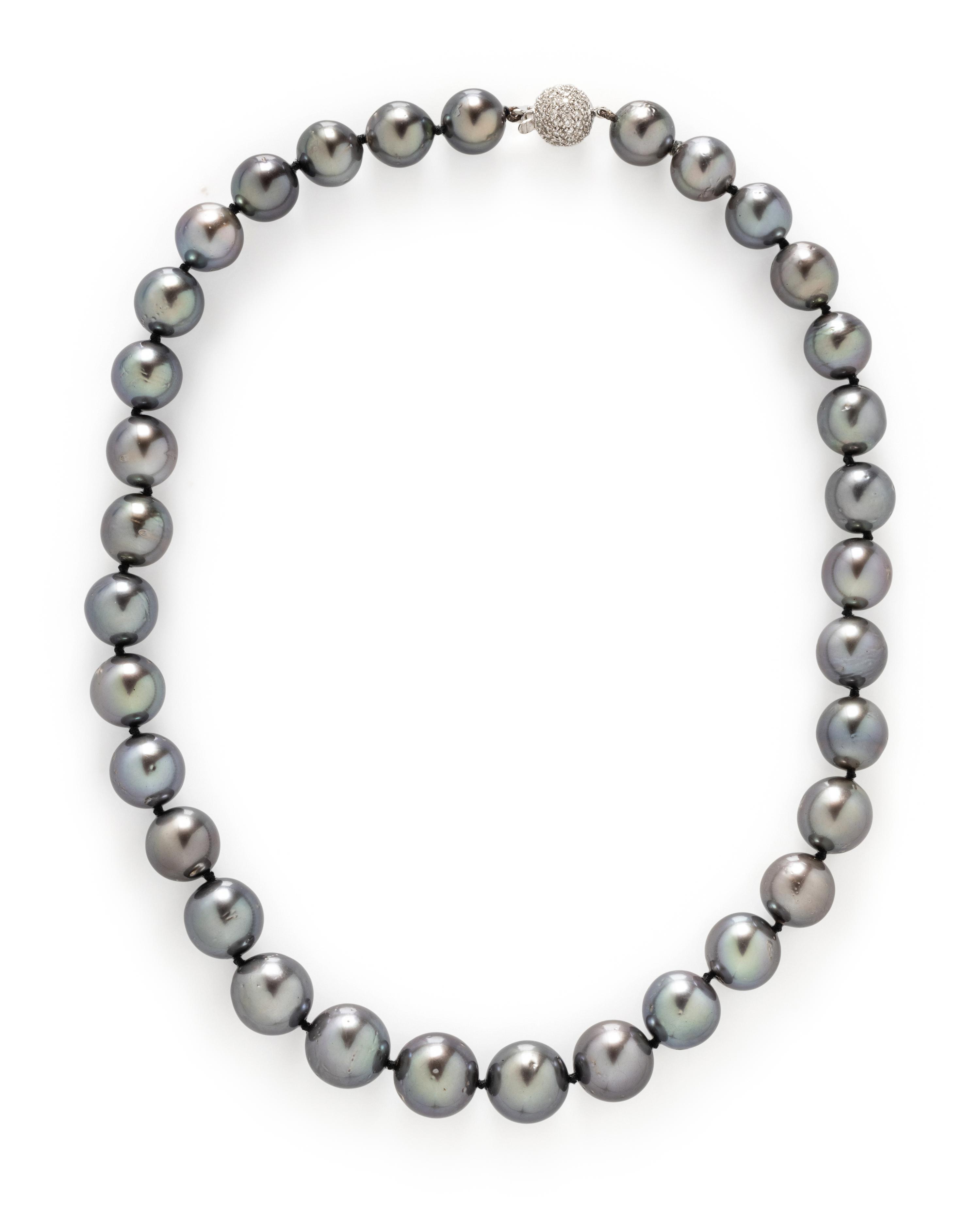 BLACK CULTURED PEARL AND DIAMOND NECKLACE