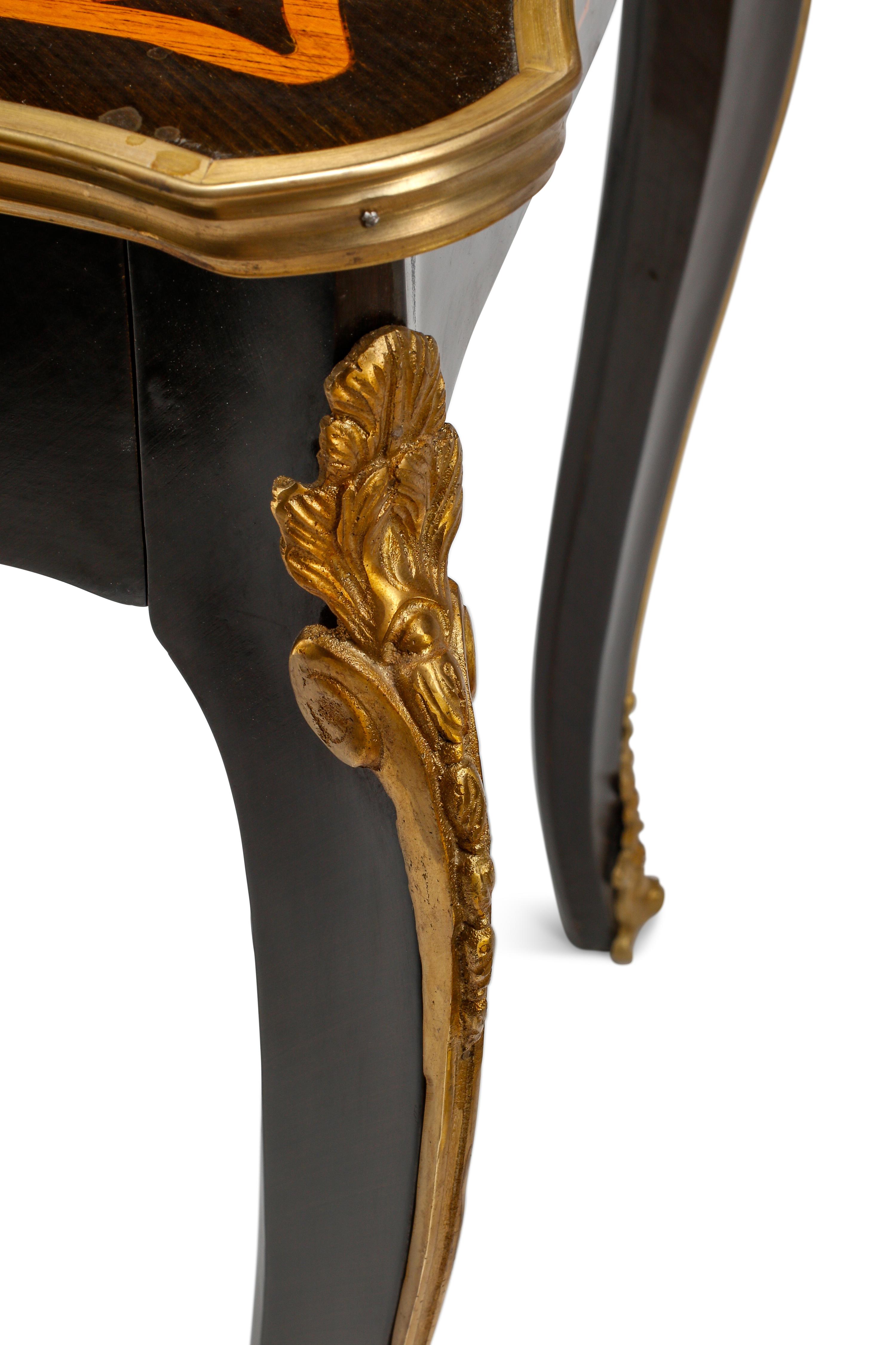 A Louis XV Style Marquetry and Gilt Bronze Mounted Bureau Plat