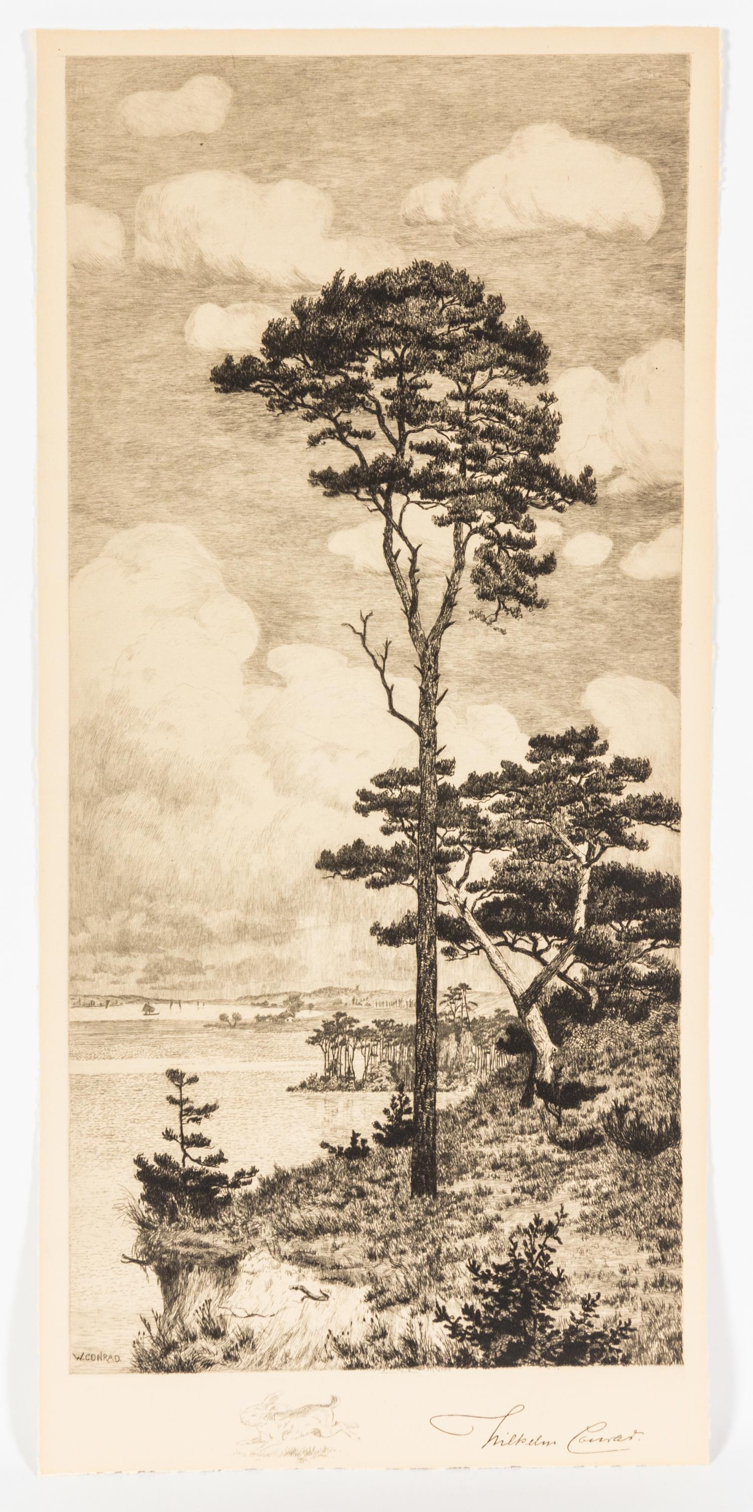 Wilhelm Conrad, (19th century), Untitled (River Scene with Rabbit Remarque)