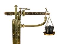 An English Oak and Brass Weighing Scale