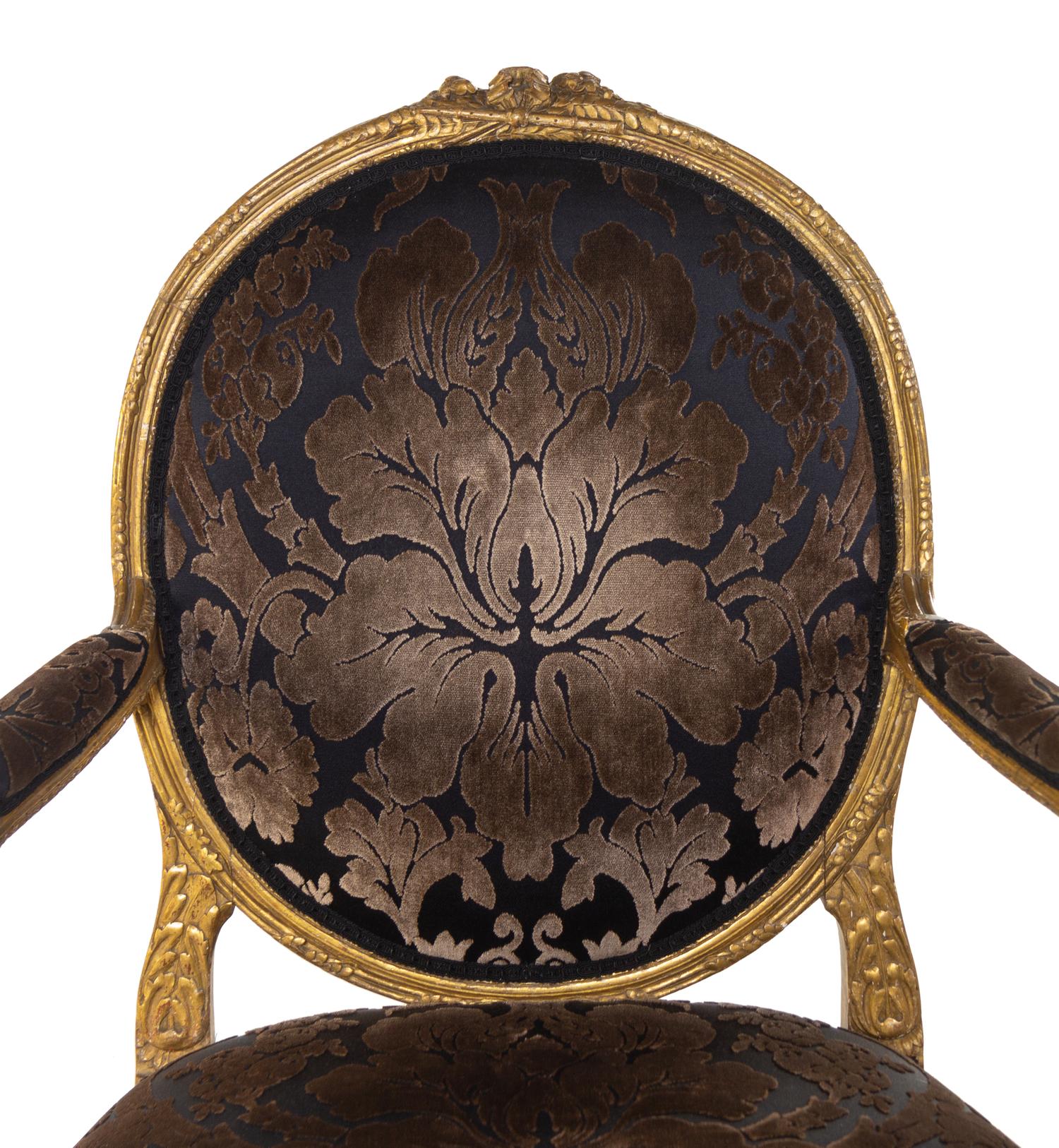 A Pair of Louis XVI Giltwood Fauteuils