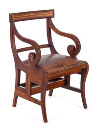 A Regency Mahogany Convertible Chair and Library Steps