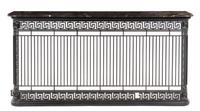 A Pair of Iron Balcony Grate Console Tables Height 42 x width 83 x depth 14 inches.