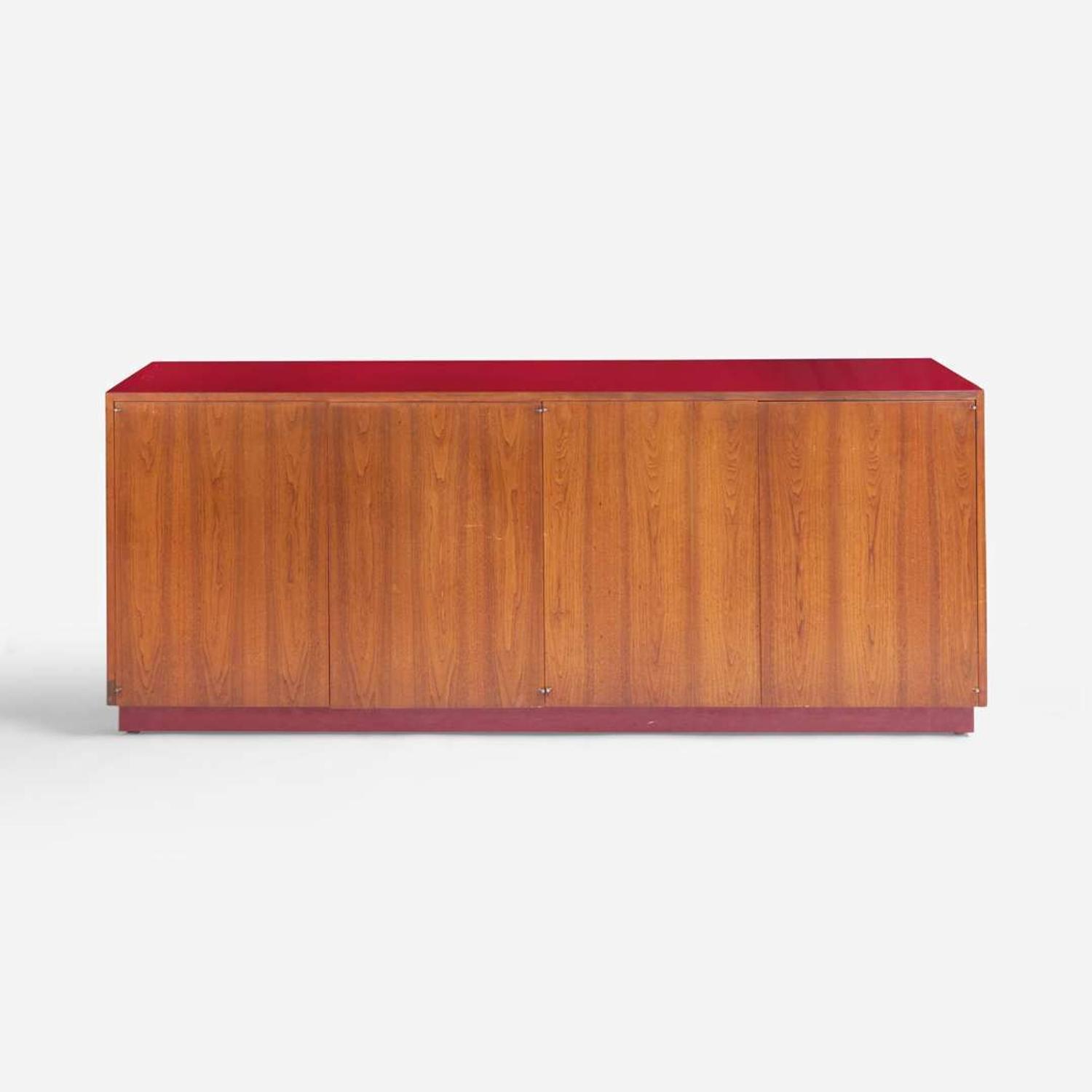 Vladimir Kagan (American, 1927-2016) Walnut and Red Laminate Credenza, Vladimir Kagan Designs, Inc., USA, circa 1970
