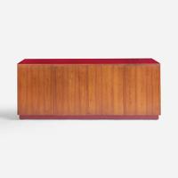Vladimir Kagan (American, 1927-2016) Walnut and Red Laminate Credenza, Vladimir Kagan Designs, Inc., USA, circa 1970