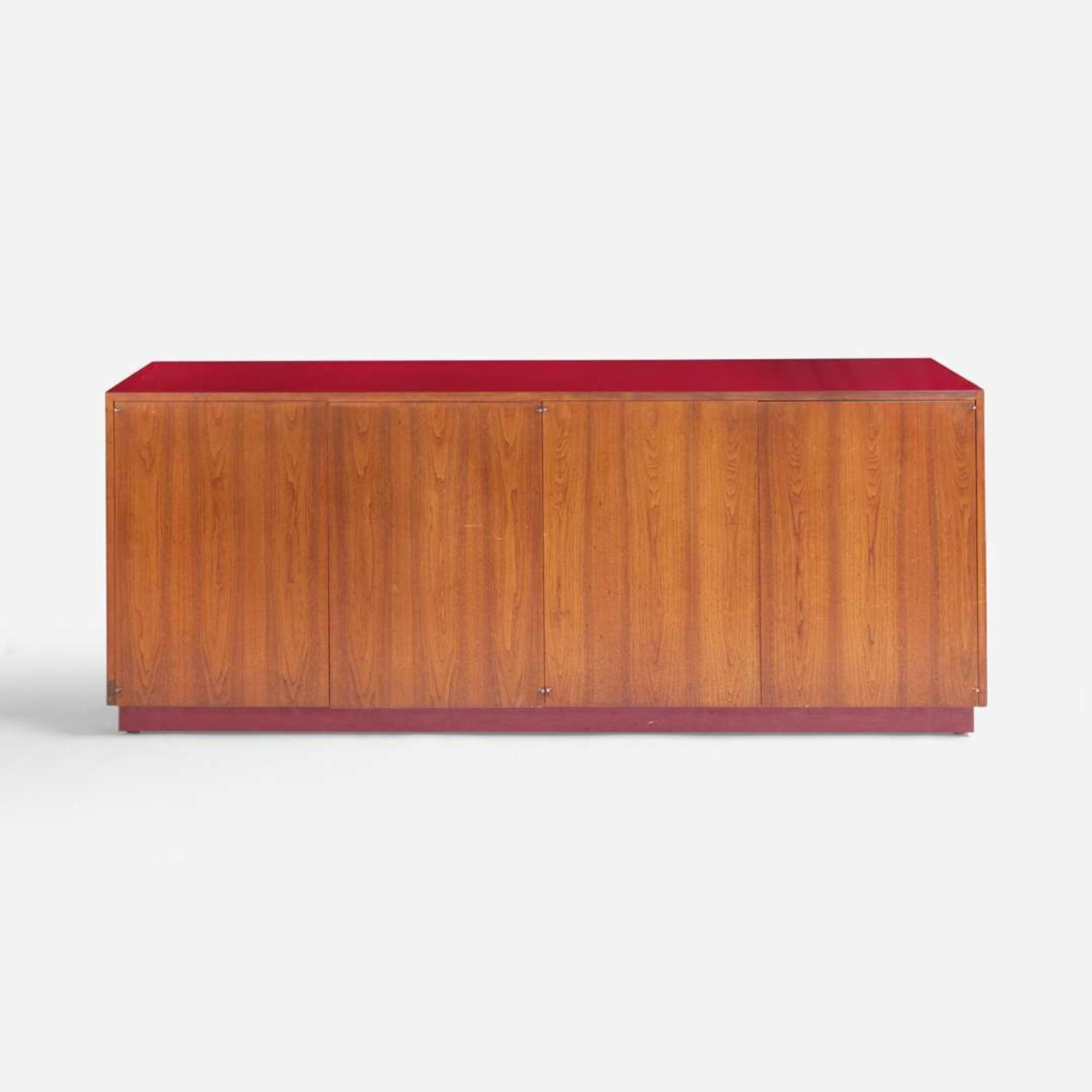 Vladimir Kagan (American, 1927-2016) Walnut and Red Laminate Credenza, Vladimir Kagan Designs, Inc., USA, circa 1970