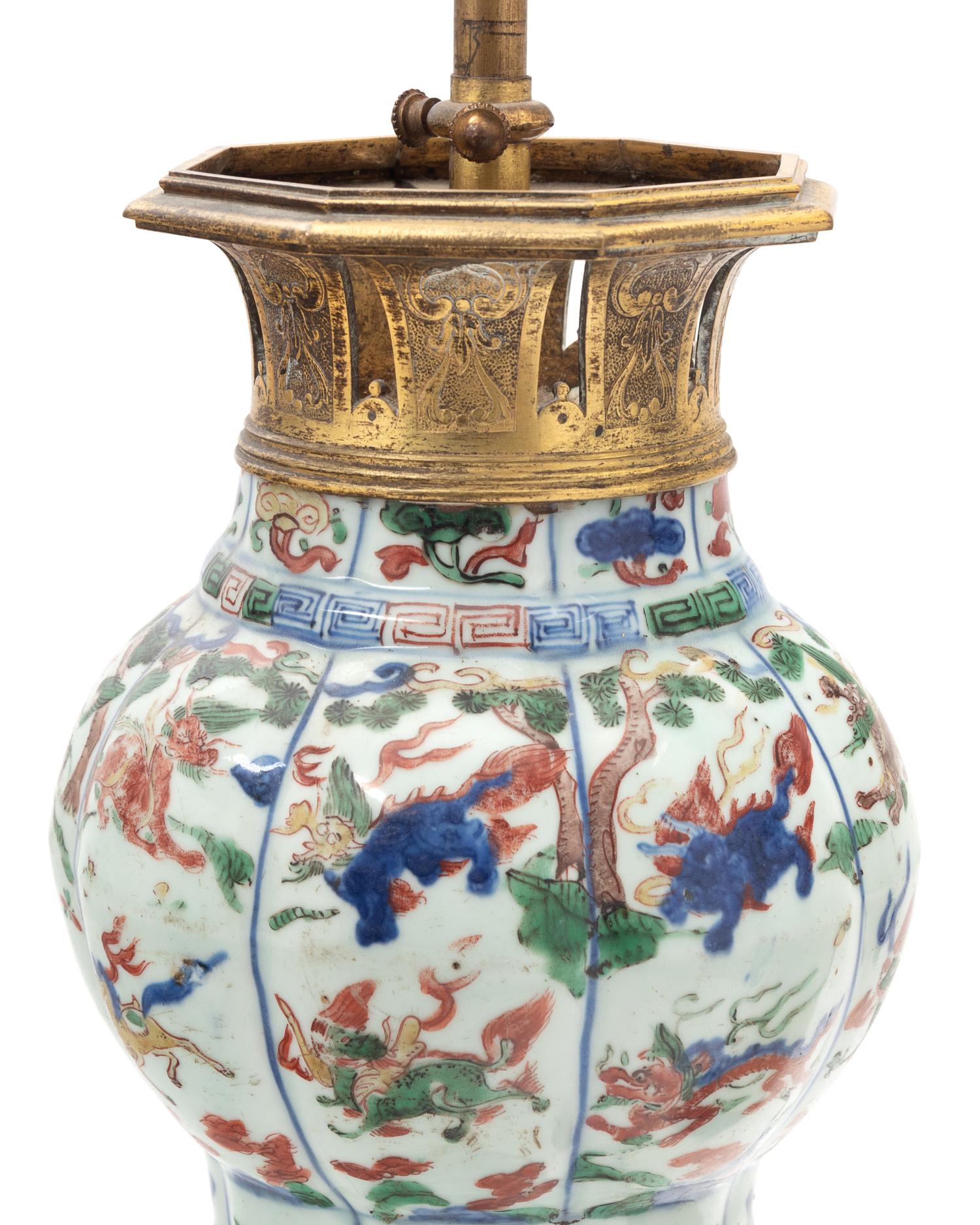 Three Chinese Porcelain Vases Mounted as Lamps