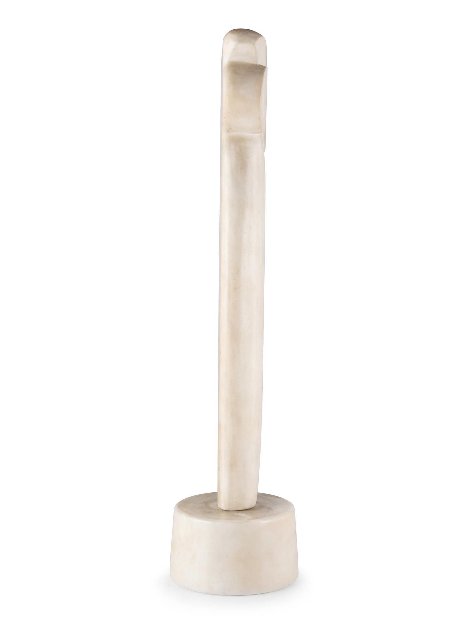 A White Marble Owl Sculpture