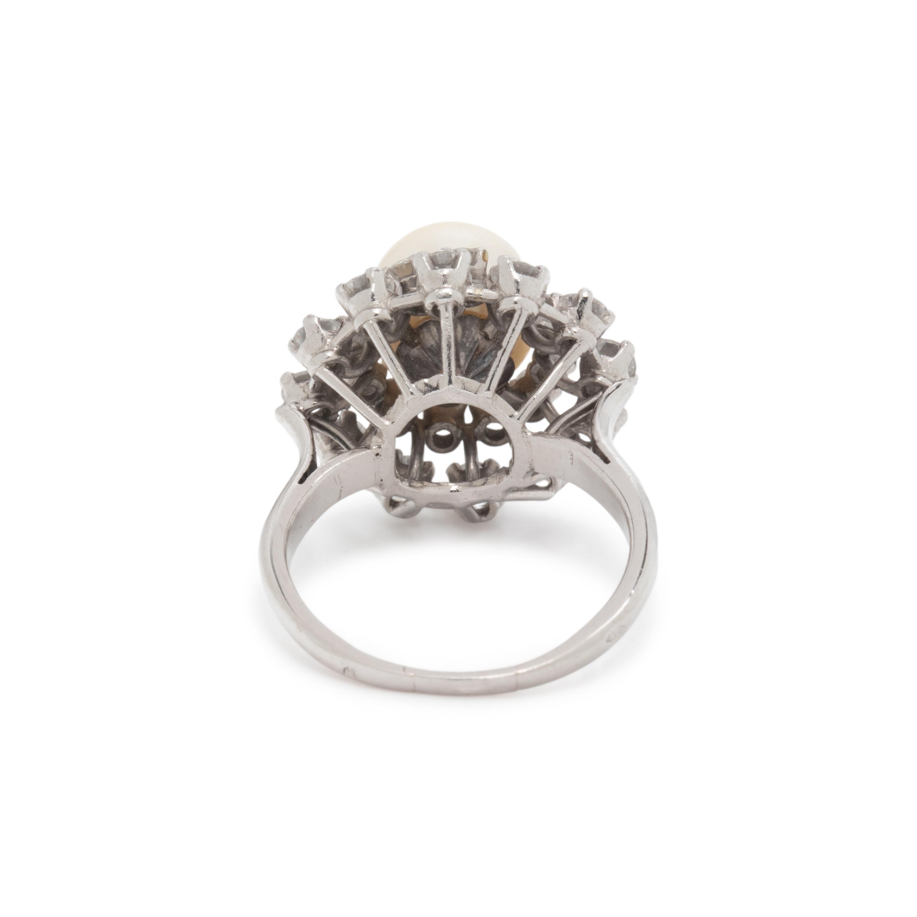 CULTURED PEARL AND DIAMOND RING